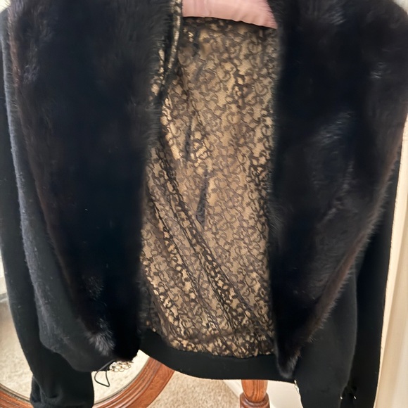 COPY - Vintage 50’s Mink Collar Wool Blend Cardigan Med Black - Picture 2 of 8